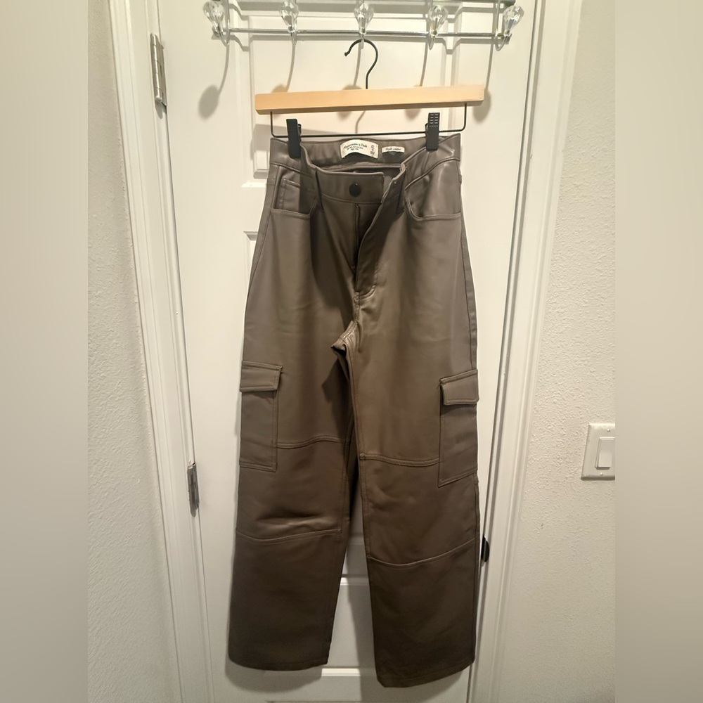 Abercrombie & Fitch Taupe Leather Cargo Pants